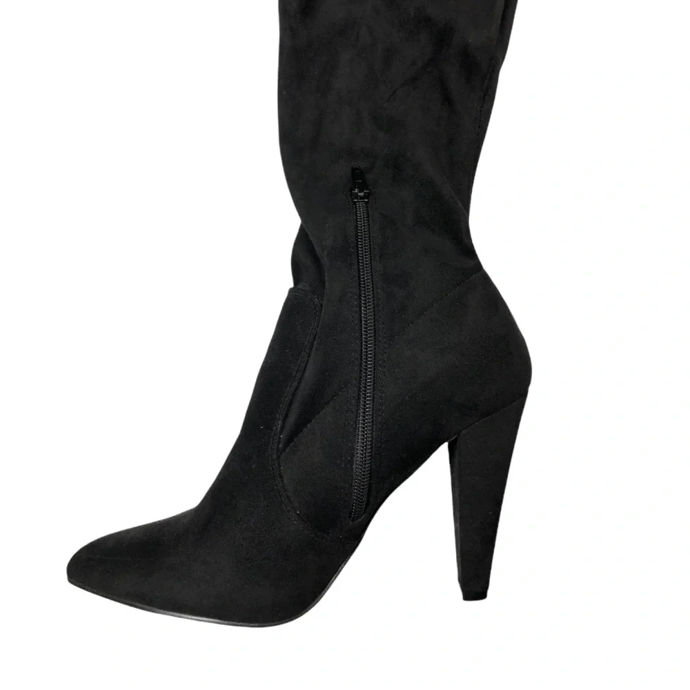 FRENCH CONNECTION vegan suede over the knee boot in black Sz 8